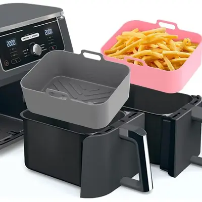 Rectangular Silicone Air Fryer Liner, Reusable Air Fryer Baking Tray, Easy To Clean Baking Tray for Oven Microwave