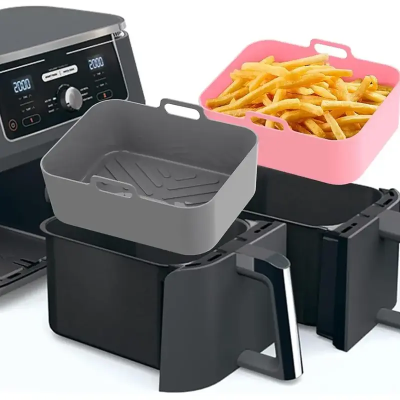 Rectangular Silicone Air Fryer Liner, Reusable Air Fryer Baking Tray, Easy To Clean Baking Tray for Oven Microwave