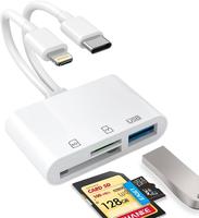 SD Card Reader for iPhone, iPad, USB C and Lightning Dual Port SD Card Adapter, Memory Card Reader for Camera Adapter, Suppor...