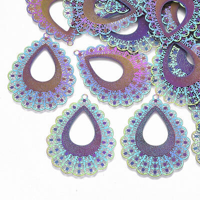 Ion Plating(IP) 304 Stainless Steel Filigree Pendants
