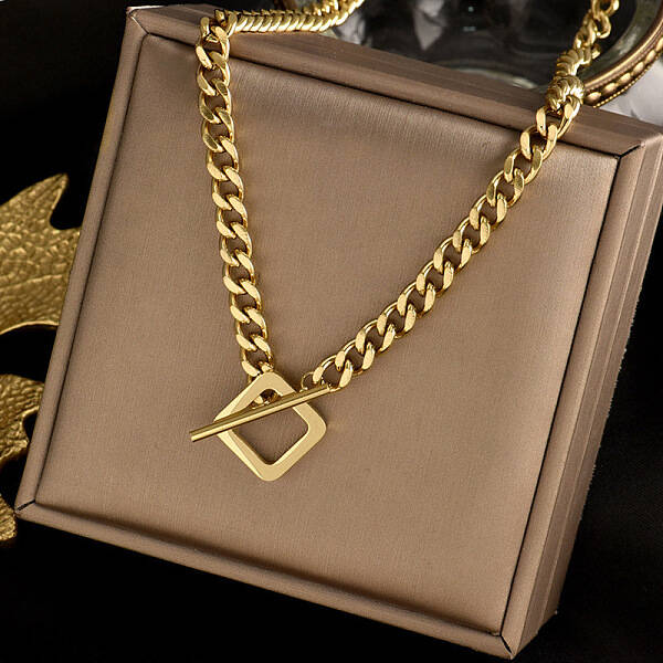 Rhombus Toggle Stainless Steel Pendant Necklaces for Women