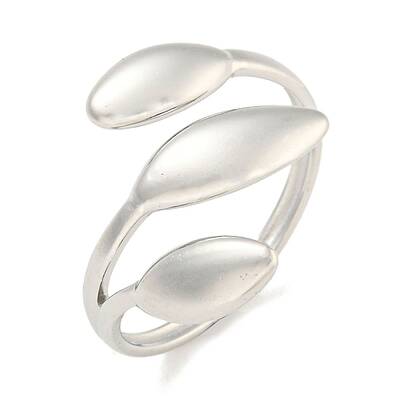 Non-Tarnish Leaf 304 Stainless Steel Open Cuff Finger Rings for Women