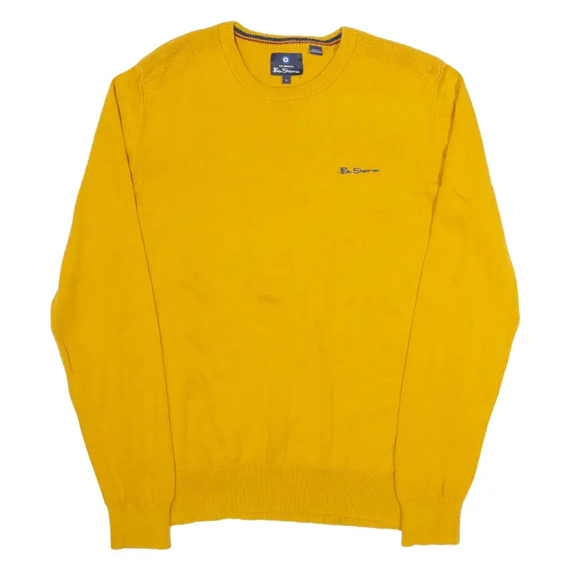 BEN SHERMAN Mens Jumper Yellow Tight Knit S