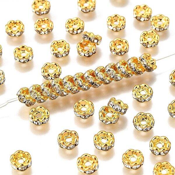 Brass Rhinestone Spacer Beads