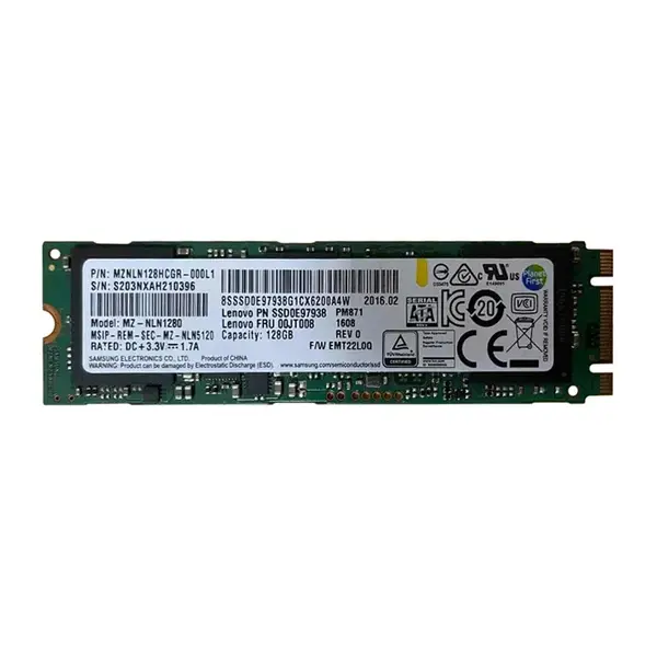 MZNLN128HCGR-000L1 Samsung PM871 Series 128GB Triple-Level Cell SATA 6Gb/s Mainstream Endurance M.2 2280 Solid State Drive