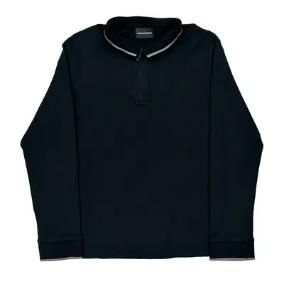 Emporio Armani Slim Fit 1/4 Zip - Large Black Cotton