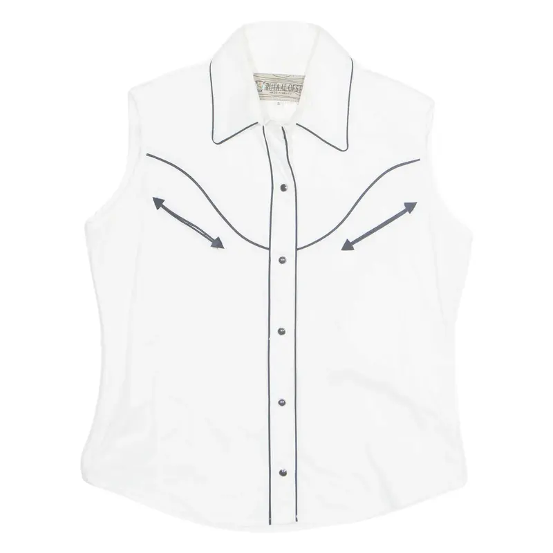 RUTA AL OESTE Womens Shirt White Collared Sleeveless S