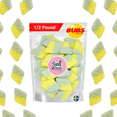 BUBS Tutti Frutti Rombs - 1/2 Pound Bag - Soft Sour Candy - Swedish Candy BonBon Snack Sweet