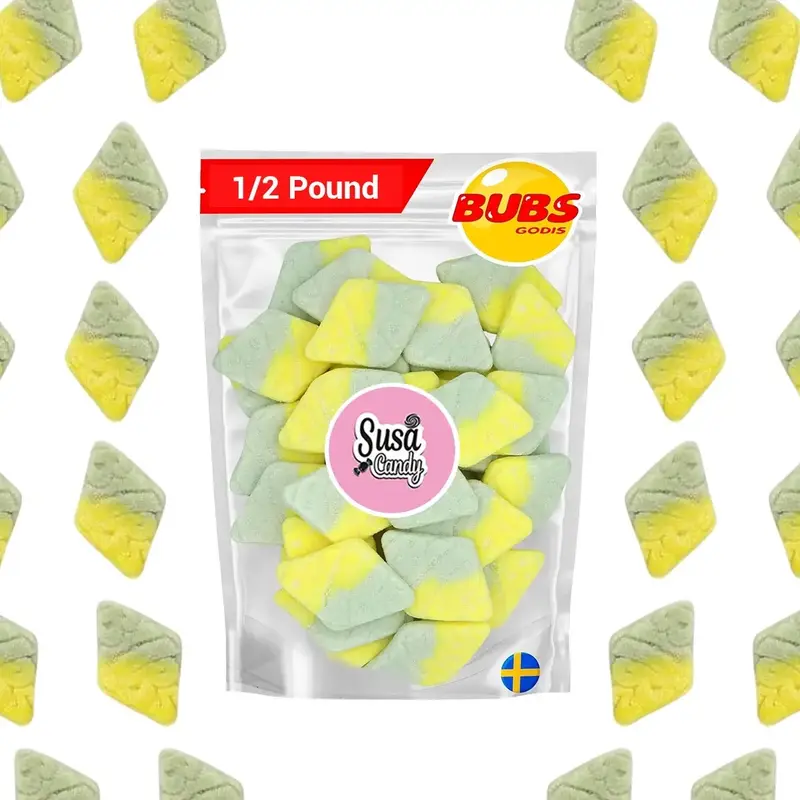 BUBS Tutti Frutti Rombs - 1/2 Pound Bag - Soft Sour Candy - Swedish Candy BonBon Snack Sweet