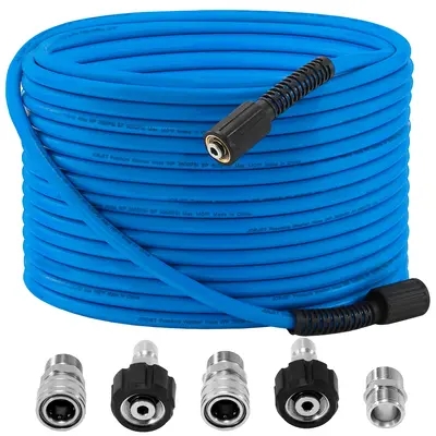 FIXFANS Pressure Washer Hose - 50ft X 1/4 Inch High Power Extension Hose - Kink & Wear Resistant - Compatible with M22 Fittin...