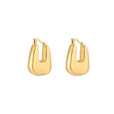 U-Shaped Stainless Steel Hoop Earrings for Women