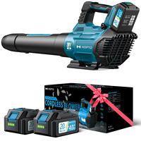 HOPTO Cordless Leaf Blower with 2 Batteries, 580CFM/160MPH & 3 Speed Settings for Yard, Garden, Gutter, Garage, Workshop, Sno...