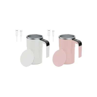 Automatic Stirring Cup with Lid, USB Rechargeable Automatic Magnetic Coffee Cup with Display Temperature, Suitable for Offi...
