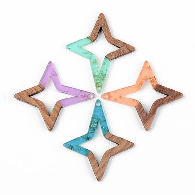 Transparent Resin & Walnut Wood Pendants