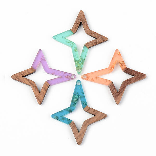 Transparent Resin & Walnut Wood Pendants