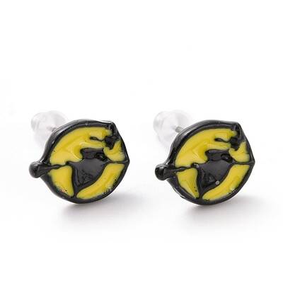 Alloy Flat Round Stud Earrings with Steel Pin