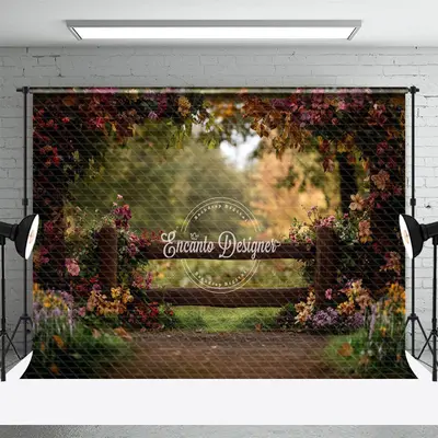 Aperturee Garden Fence Floral Natural Scene Spring Backdrop, 3X2FT(1MX0.6M), 14 USD, spring backdrops, ENHD2J05-M