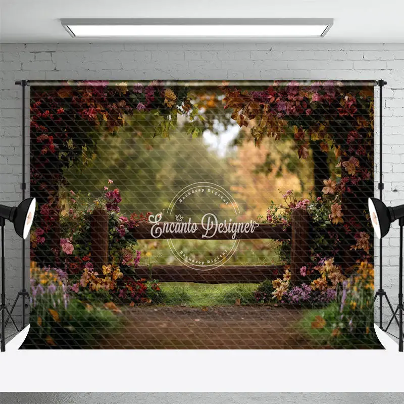 Aperturee Garden Fence Floral Natural Scene Spring Backdrop, 3X2FT(1MX0.6M), 14 USD, spring backdrops, ENHD2J05-M