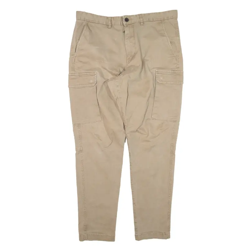 H&M Cargo Trousers Beige Slim Tapered Womens W36 L29