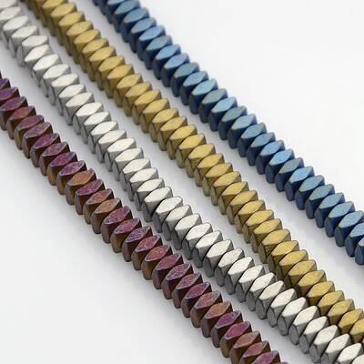 Frosted Square Electroplate Non-magnetic Synthetic Hematite Beads Strands