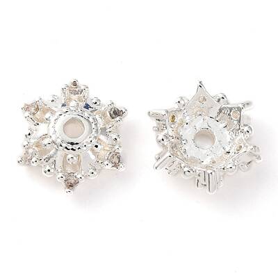 Brass Micro Pave Clear Cubic Zirconia Bead Caps