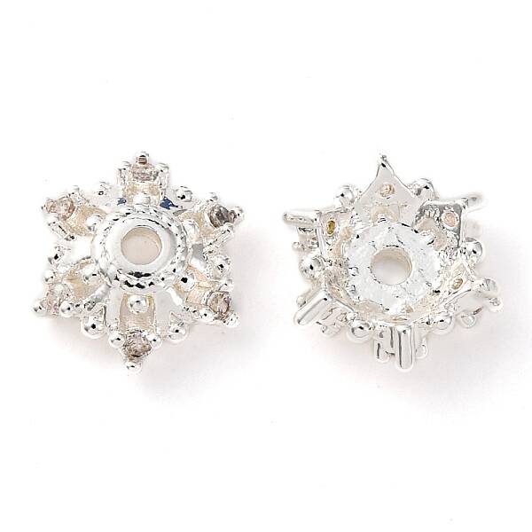 Brass Micro Pave Clear Cubic Zirconia Bead Caps