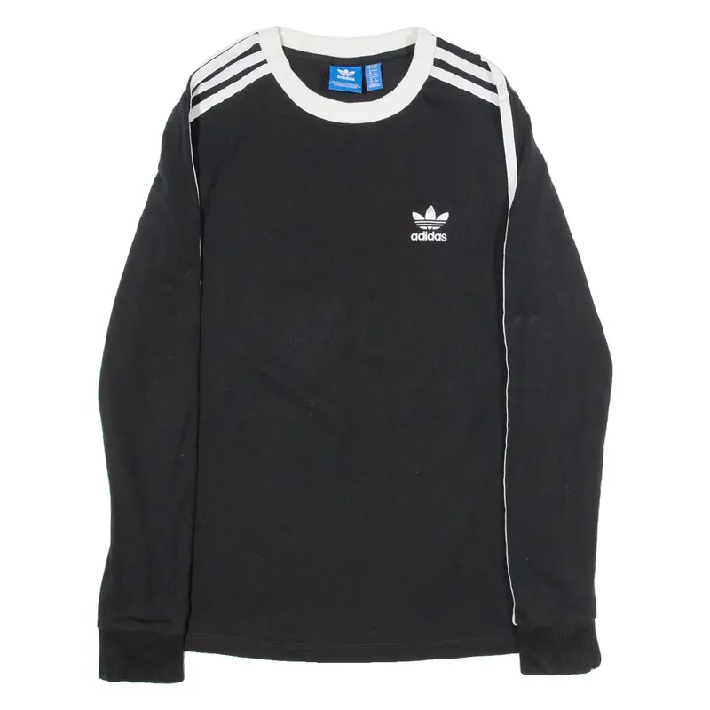 ADIDAS Womens T-Shirt Black Long Sleeve UK 8