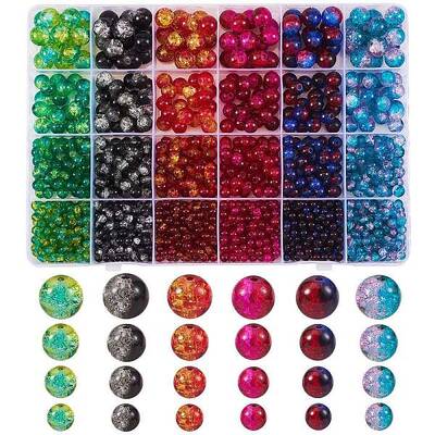 1500Pcs 24 Style Spray Painted Crackle Glass Beads
