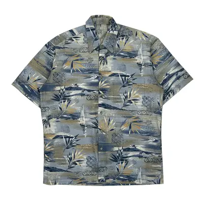 Tropical Print Unbranded Hawaiian Shirt - XL Blue Cotton