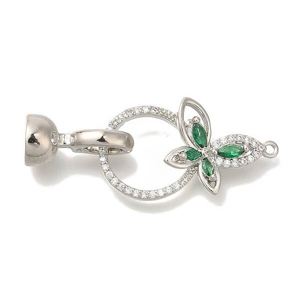 Brass Micro Pave Cubic Zirconia Fold Over Clasps