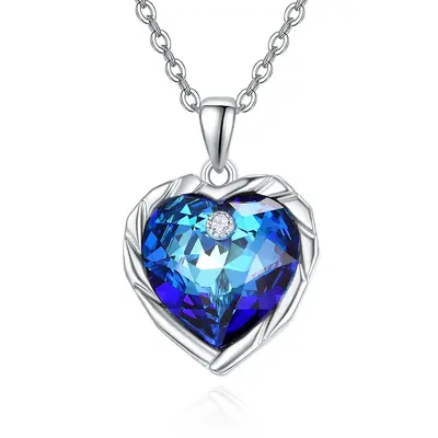 Sterling Silver Circular Crystal With Zircon Pendant Necklace For Women