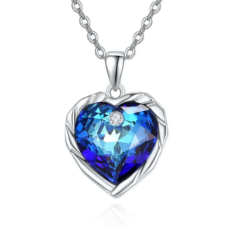 Sterling Silver Circular Crystal With Zircon Pendant Necklace For Women