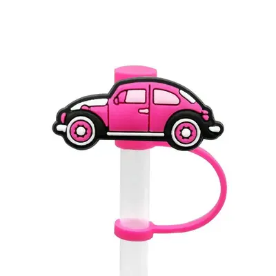 Cartoon Car Design Reusable Straw Cover, 1 Piece Silicone Car Shaped Straw Cap, Dustproof Straw Cove, Fashion Straw Cover For...
