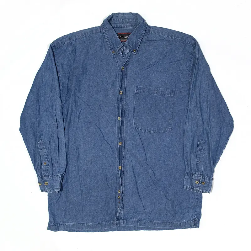 TEN WEST Shirt Blue Denim Long Sleeve Mens XL