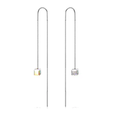 Sterling Silver Crystal Square Drop Earrings
