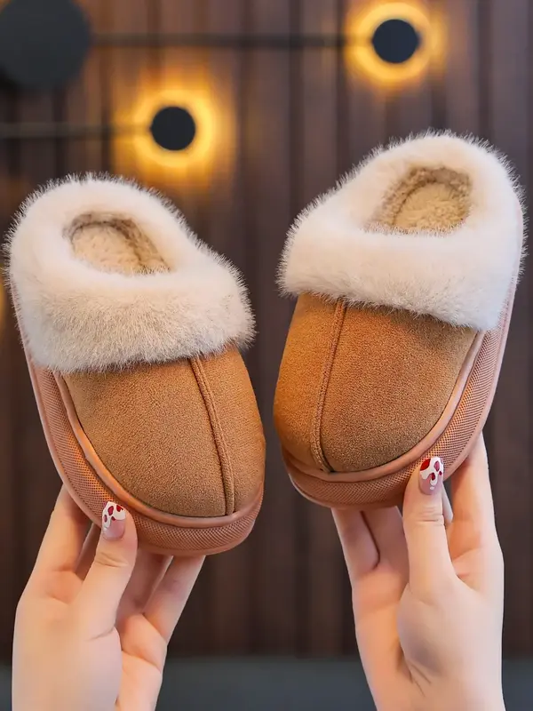 Plush Indoor Slippers, Autumn Winter New Style Soft Sole Shoes, Comfortable Home Wear for Kids, Fashionable Design