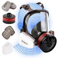 Gas Masks Survival Nuclear and Chemical, Gas Mask with 40mm Activated Carbon Filters & 6001 Filter, Full Face Respirator Mask...