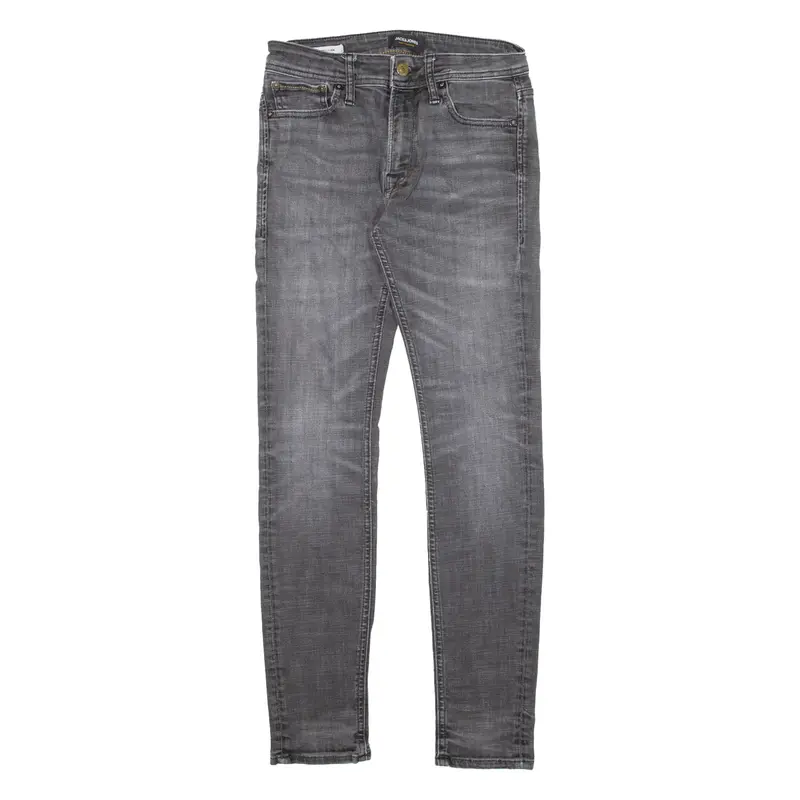 JACK & JONES Liam Mens Jeans Grey Slim Skinny W28 L30