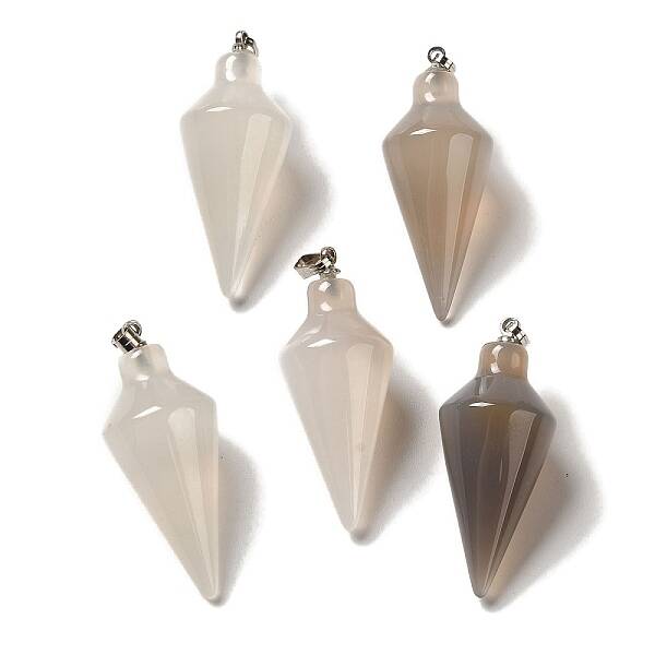 Natural Grey Agate Pendants