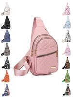 Women's Solid Color Quilted Fanny Pouch, Fashionable Pu Leather Zipper Chest Bag for Daily Used, Casual Trendy Versatile High...