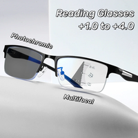 Progressive Multifocal Photochromic Reading Glasses Anti-blue Light Far Sight Glasses Men Half Frame Business Presbyopia Glas...