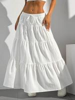 Women's Solid Color Skirt, Chic Elegant Fashion Casual Skirt for Daily Outdoor Wear, Ladies Bottoms for Summer, Womenswear, M...