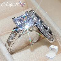Women's engagement ring jewelry cubic zirconia bride Valentine's Day gift two-piece set stackable with exquisite packaging la...