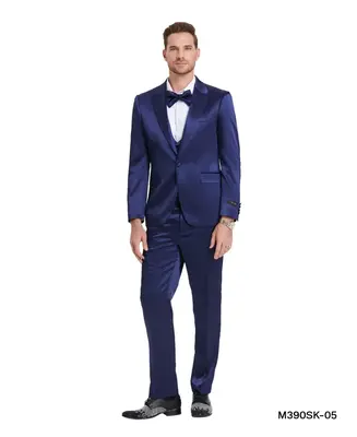 Gray    Tazio Men's Sharkskin Gray Skinny Fit 3-Piece Suit
