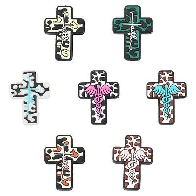 14Pcs 7 Styles Silicone Focal Beads