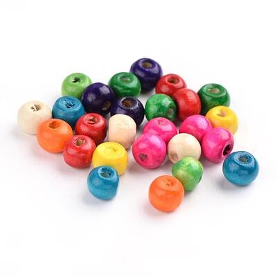 Dyed Natural Wood Beads