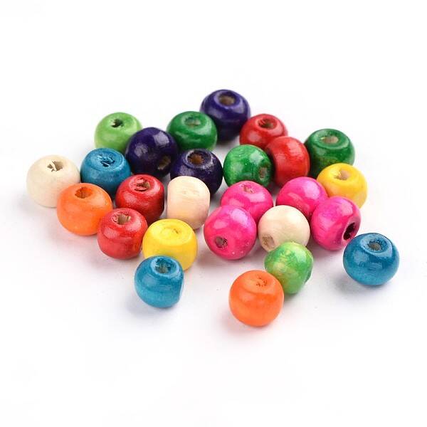 Dyed Natural Wood Beads