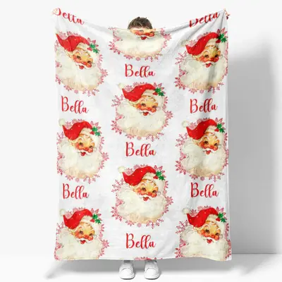 Custom Name Santa Claus Repeat Christmas Blanket - Aperturee