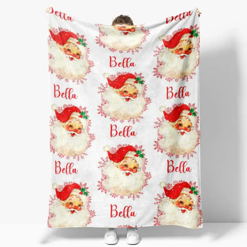 Custom Name Santa Claus Repeat Christmas Blanket - Aperturee