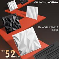 Nitte 33PCS 3D Wall Panels, Diamond & Striped Geometric Designs, 11.8''x11.8'' (30x30cm), Black and White Options for Stylish...